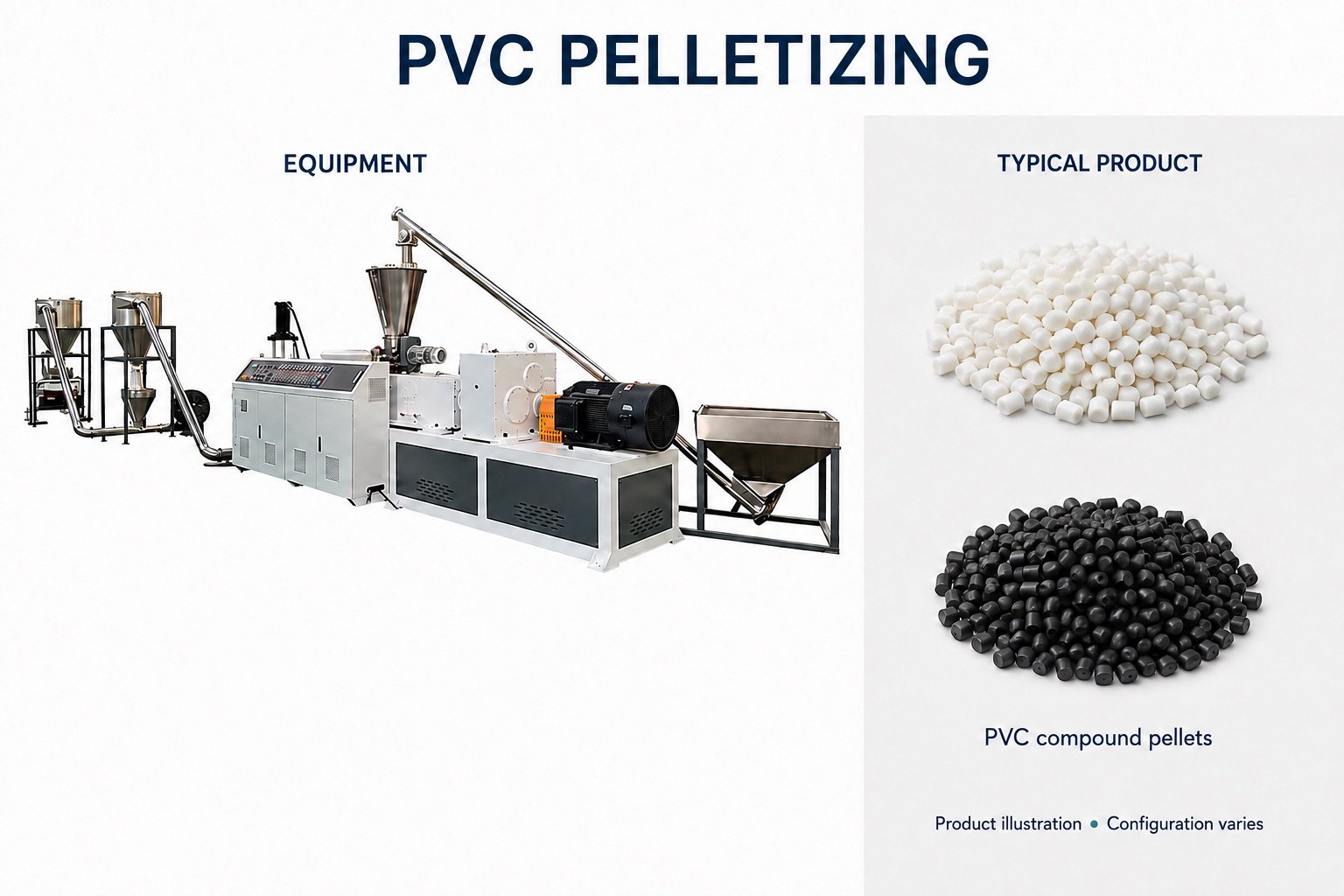 PVC Granulators with an illustrative product or processed material