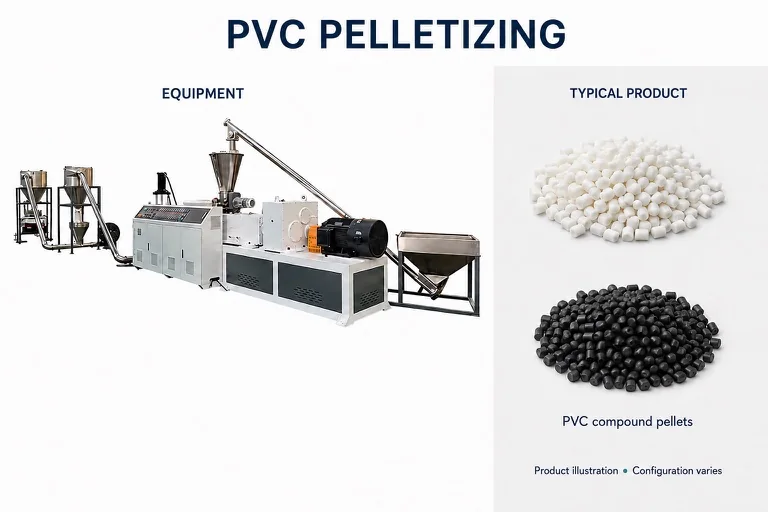 PVC Granulators with an illustrative product or processed material